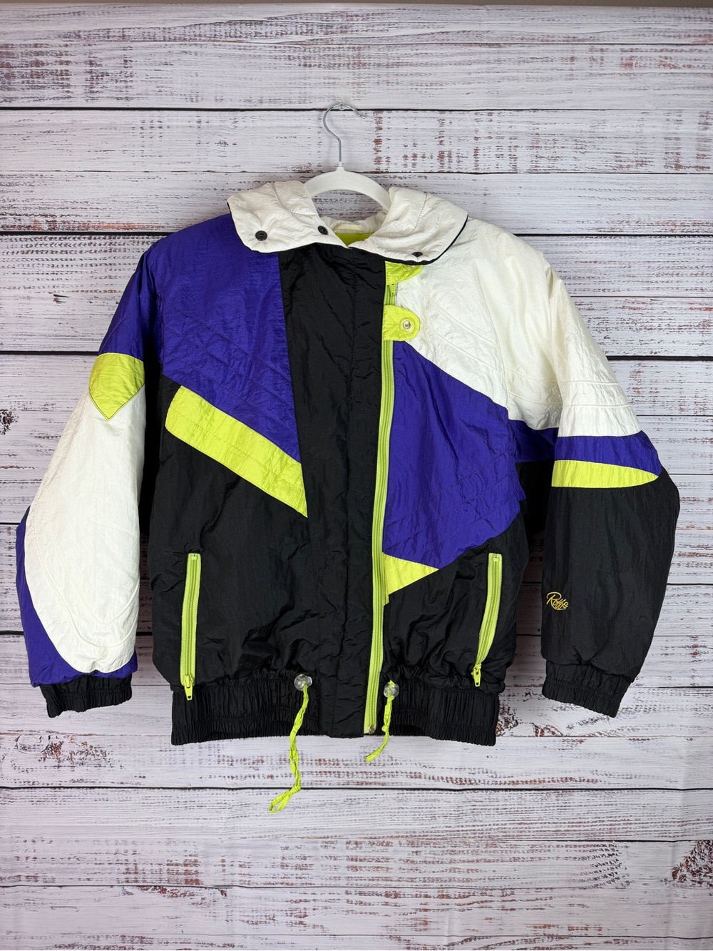 Vintage 1989 Roffe Ski Jacket Women’s Size 6 Colorblock Neon Retro USA